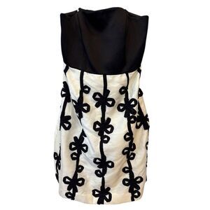 Lilly Pulitzer Sienna Ribbon Embroidered Strapless Dress Black Ivory Fit Flare 8